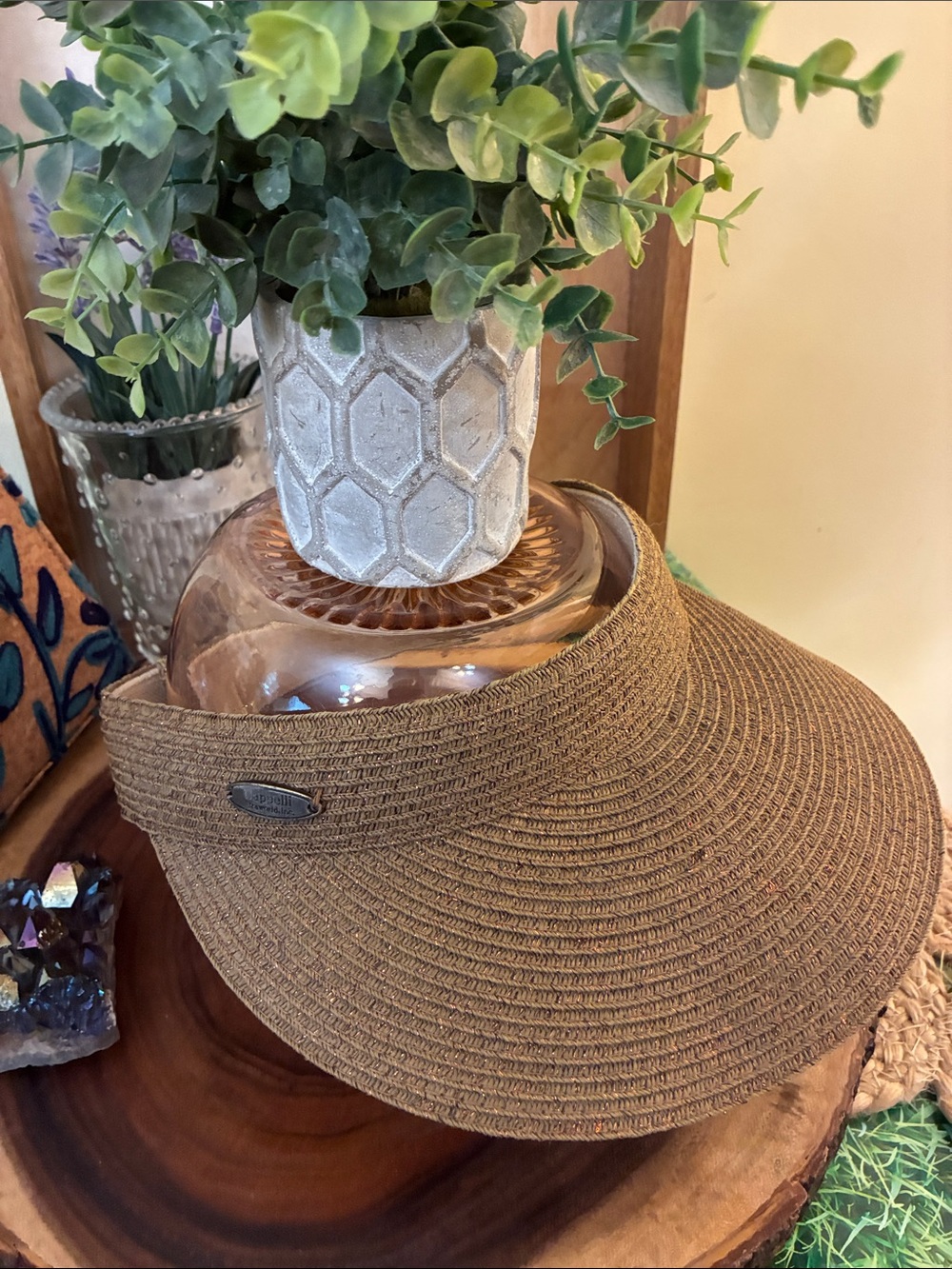 Cappelli Straworld Brown Woven Visor with Metallic Accent